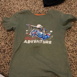 Green Graphic Tee with Airplane Design